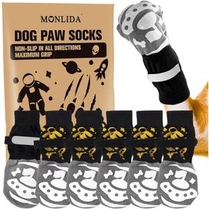 6 PCS Anti Slip Dog Socks to Prevent Licking Paws,Dog Paw Protector with Double Sides Grips,Traction Control on Hardwood Floor for Puppy Small Medium Large Senior Dogs