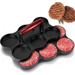 Teenyyou Mini Burger Press (Six 2.64-inch Molds) Small Meat Patty Maker Round Shape Press Patty Maker for Mini Hamburger, Barbecue, Picnic, Camping, Etc, Black