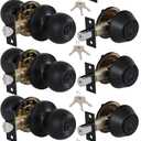 Lanwandeng (5 Sets) All Keyed Same Entry Door Knob and Single Cylinder Deadbolt Combo Set, Matte Black Exterior Door Knobs with Lock and Keys for Entrance and Front Door