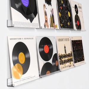 MAQUITA 8 Pack 12-inch Vinyl Record Wall Mount,Clear Acrylic Album Record Holder Display,Kids Bookshelf,A Collector's Item for Music Record Enthusiasts
