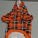 EXPAWLORER Plaid Dog Hoodie - British Style Warm Dog Sweater Shirt with Leash Hole,Pitbull Clothes Outfits,Winter Coat Apparel for All Breeds Puppy Girl Boy-Cat Apparel,Orange Medium