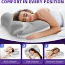 Ergo Cervical Pillow for Neck and Shoulder Pain Relief,Cooling Orthopedic Contour Memory Foam Pillows,Side Sleeper Pillows for Neck Support,King Size Bed Pillows for Back Stomach Sleepers(Ash Grey)