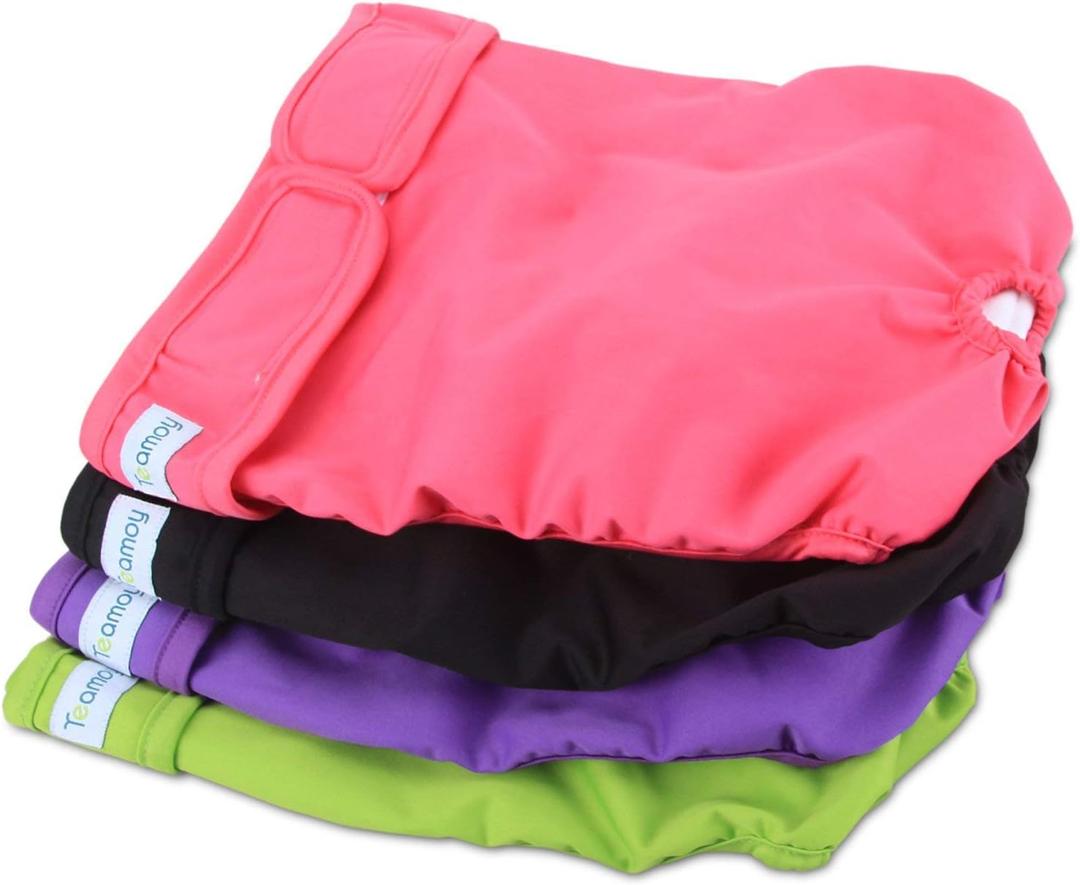 Teamoy 4pcs Washable Female Dog Diapers, Reusable Doggie Diaper Wraps for Female Dogs, Super-Absorbent and Comfortable, XL