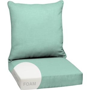 Arden Outdoor Foam Deep Seat Cushion Set, 24 in x 24 in, Weather-Proof, Rain-Proof, Fade Resistant Patio Cushion, Bottom and Back Cushion for Chair, Sofa, and Couch Aqua Leala, 1 Pack