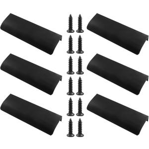   BokWin 6Pcs 120mm/4.72 Inch Mount Finger Edge Pull, Furniture Drawer Handles, Aluminum Concealed Handle for Home Kitchen Door Drawer Cabinet with Screws (Black) 