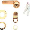 Prime-Line U 9942 Drawer and Cabinet Lock  Secure Important Files and Drawers, 5/8 in., Diecast Housing with Brass Finish, Fits on 5/16 in. Max Panel Thickness (1 Kit)