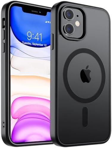 SUPFINE Magnetic for iPhone 11 Phone Case(Compatible with MagSafe)(Military Grade Drop Protection) Translucent Matte Shockproof Phone Cover,Black