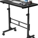 Furmax Small Portable Standing Desk Adjustable Height, Mobile Stand Laptop Computer Workstation with Lockable Wheels for Walking Pad Treadmill (Black)