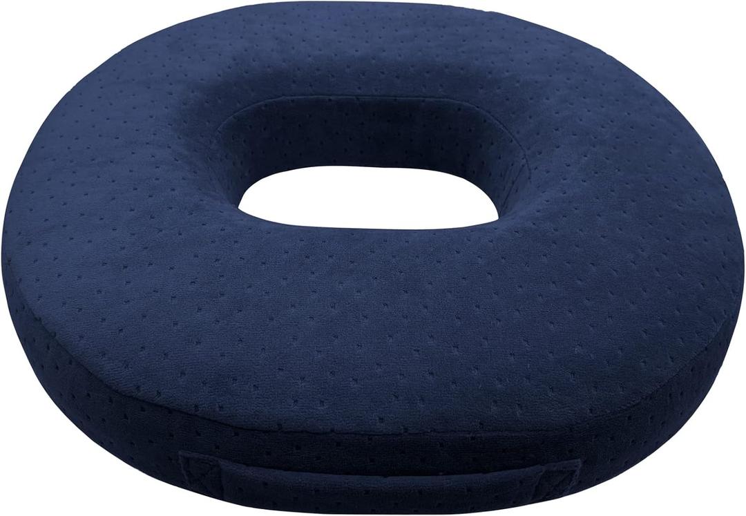Donut Pillow Memory Foam Seat Cushion - Non-Slip Bottom,Portable Orthopedic Hemmoroid Pillow Cushion Support Pad for Tailbone PainCoccyx, Bed Sores, Post Natal, Sciatica (Blue)