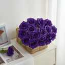 50pcs Purple Roses Artificial Flowers Bulk,Fake Roses Silk Flower with Stems Realistic Flowers for Wedding Centerpiece Home Party Decor