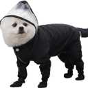 Dog Raincoat with Hood, Waterproof Full-Coverage Reflective Rain Jacket Quick-Drying Rain Poncho and Shoes for Small Medium Large Dogs,Black,S (SBack Length 8'')