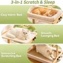 Teabelle Double Layer Cat Window Perch with 3 Interchangeable Mats, Bedside Sleeper, Adjustable Solid Wood Tree Cat Hammock for Small & Medium Breeds, Sturdy Window Bed(Plush, Sisal, Canvas)