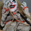 YOKUJITU 55" Halloween Animatronics Clown Decoration Outdoor on The Swing with Sound Activated,Hanging Animated Clown with Light-up Eyes for Halloween Haunted House Prop Décor,Indoor,Lawn Decor