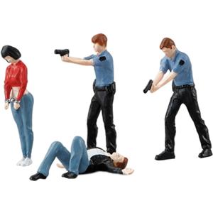 4Pcs 1:64 Scale Tiny People Resin Policeman Figurines Fairy Garden Desktop Ornament Layout S Scale DIY Projects Miniature Dioramas Decor