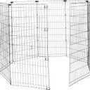 Foldable Octagonal Metal Exercise Dog Playpen - Indoor/Outdoor, No Door, Extra Large (8 Panels, 24 x 48), Easy to assemble, store, and customize, 48" - X-Large, Black