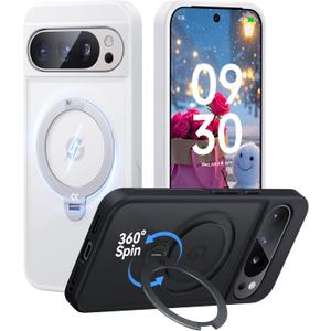 CASEKOO Patented 360 Spin Magnetic Ring Stand Case for 10 Pro XL [Fit for Pixelsnap & MagSafe] [16FT Military-Grade Protection] Matte Rugged Slim 10 Pro XL Case 6.8'', White