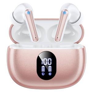 Wireless Earbuds, Bluetooth Ear Buds with Big Bass Stereo Sound, 48 Hours Playtime, Lightweight in-Ear Fit Earphones, IPX7, Hands-Free Calls with AI for iPhone, Android, Pad, Sports, Workout, Pink