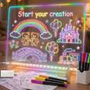 LED Drawing Board for Kids, 16" Rechargeable Light Up Drawing Pad, Acrylic Dry Erase Board with 7 Markers & Cleaning Kit, Creative Gift for Boys Girls Ages 3 4 5 6 7 8 9 10 12+ Years Old