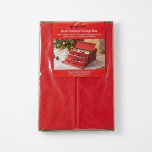 Multi-Purpose Storage Box, Ideal Storage Solution for Holiday Decorations, Ornaments, Accessories, And Household Essentials, Red (14 in L x 20 in W x 10 in H (35.5 cm x 50.8 cm x 25.4 cm)