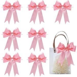 FAKILO Pink Satin Bows for Gift Wrapping, 5.5inch Ribbon Gift Bows for Birthday, Wedding, Party,Christmas Decoration,Valentines Day bow19 Pcs