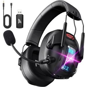 Wireless Gaming Headset for PS5, PS4, PC, USB Over Ear Gaming Headphones with Noise Canceling Mic, Bluetooth 5.3, 100H Battery, Low Latency, Only Wired Mode for Xbox