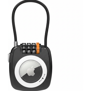 Compatible with Apple AirTag Secure Lock with Wire Cable, 3-Digit Combination Luggage Locks, Alloy Body Ultra Durable Anti-Lost Protective Case for Luggage, Bags, Suitcase, and Backpacks (BLACK)