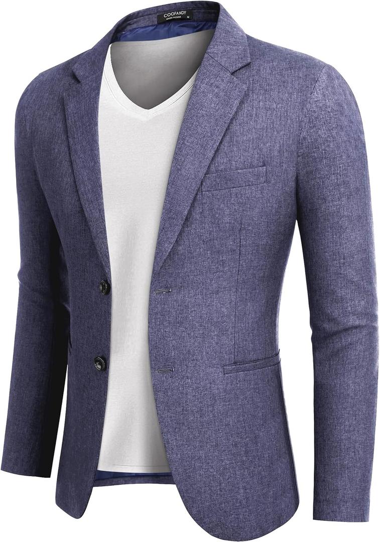 COOFANDY Men's Blazer Casual Two Buttons Sport Coats Lightweight Suit Jacket (Medium, Blue)