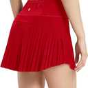 baleaf Women's Pleated Tennis Skirt Golf Skorts for Woman High Waisted Lightweight Athletic Shorts Pockets (Red, XL)