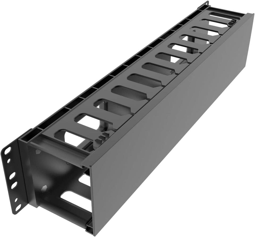 QiaoYoubang 2U Disassembled Plastic Horizontal Rack Mount Cable Management Organizer 12 Slots 19" Rack Mount (2U440)