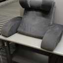 Reading Pillow for Sitting in Bed Adult, Back Pillow for Bed Sitting up, Backrest Pillow with Arms, Back Support Pillows for Gaming Lounging Watching TV, Medium 19" Grey