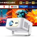 Magcubic Mini Projector with Wifi and Bluetooth, Smart Portable Projector, 260 ANSI & 2K Support, Auto Focus & Keystone, 180 Rotatable Portable Movie Proyector for Home Outdoor HY300GT