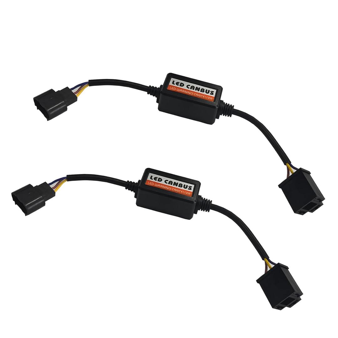 2pcs H13 to H4 Warning Error Decoder, Anti Flicker Harness Canceller Canbus Decoder for LED Headlights H4 H13 Adapters-1 Pair
