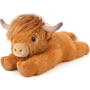 Cuckool Highland Cow Stuffed Animals, Adorable Fluffy Plush Stuffed Animal Highland Cattle, Cute Soft Plushie Highland Cow Toys for Kids Adults & Children Boys Girls Gifts, 14 Inches