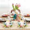 Pillar Candle Ring Wreaths Mini Purple Lavender Table Centerpieces Wreath 9 Inch Wreath for Cabinets Artificial Farmhouse Lavender Wreaths for Front Door Porch Wall Window (6, Easter-1)