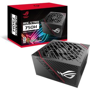 ASUS ROG Strix 750 Fully Modular 80 Plus Gold 750W ATX Power Supply with 0dB Axial Tech Fan