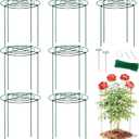 Lancisism 8 Pack Peony Cages and Supports - Heavy Duty Grow Through Metal Plant Support for Outdoor Plants - Plant Support Frame Ring for Rose Tomato Hydrangea Sage Strawberry 12" D x 16" H