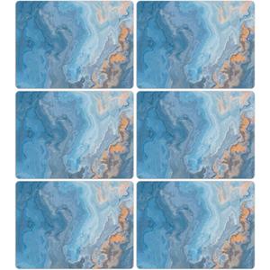 Marble Placemats Set of 6 Blue Marbles Plastic Table Mats Marble Theme Place Mats Wipe Clean Washable Holiday Table Decoration for Indoor Outdoor Party Kitchen Dining