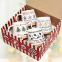 Homlouue Christmas Mugs Set of 4, Merry Christmas Mugs, Holiday Mug, Holiday Coffee Mugs, Xmas Gifts for Friends Family Coworker, 14 Oz