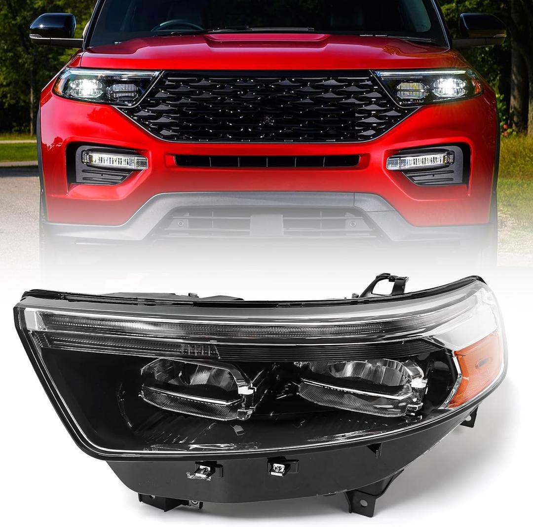 FIONE LED Headlight Assembly Compatible with Ford Explorer XLT/Limited 2020 2021 2022 Left Driver Side LH Replacement Headlamp