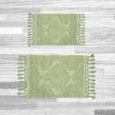Jean Pierre  Ricardo Bath Mats, Set of 2 Woven Fringe Bathroom Rugs, 100% Cotton, Premium Bathroom Decor - Measures 17" x 31" and 21 x 41- Sage Green