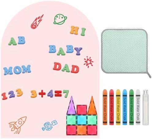 Fuyoooo Magnetic Chalkboard for Wall Magnetic Wall Decal with Pastel Markers Dishcloth and Chalkboard Wallpaper Sheets for Office School Playroom Kids(Light Pink,24 x 32 Inches)