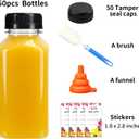 Moretoes 50pcs 8oz Juice Bottles, Plastic Bottles with Caps, Bulk Clear Beverage Containers for Juicing Drinking Milkshake Tea and Other Beverages