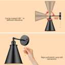 Industrial Farmhouse Wall Sconce with Pull Chain Switch, Metal Wall Sconce Light Fixture for Kitchen Sink Hallway Bedroom (Black)