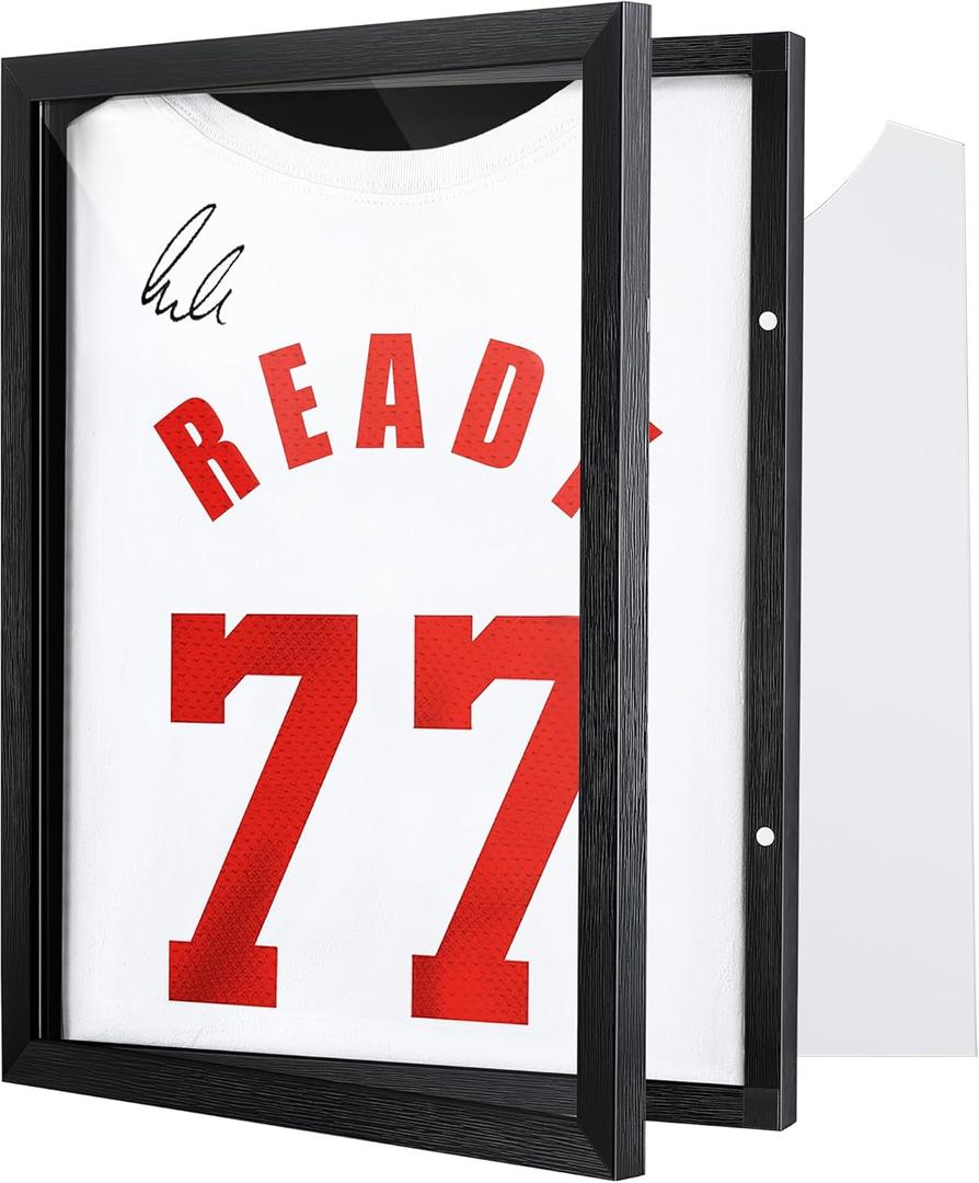 1 Pack T Shirt Display Frame, Bigger 18" x 14" Shadow Box Black T Shirt Frame with 98% UV Protection Acrylic, 1" Depth of Usable Space Shadow Box, Display Case for Shirts, Jerseys, Memorabilia