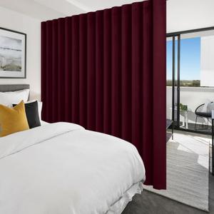 Hiasan Christmas Privacy Room Divider Patio Sliding Door Curtain Extra Wide Blackout Thermal Insulated Curtains with Back Tab & Rod Pocket for Bedroom Partition Living Room (120 x 84 Inches, Burgundy)