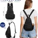 Crossbody Bag Casual Sling Bag for Men, Convertible Backpack, 3-in-1 Anti-Theft Shoulder Bag Trendy Daypack for Travel,Large, Black