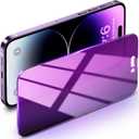 Uyiton Privacy Screen Protector for iPhone 14 Pro Max - Anti-Spy, Anti-Blue Light, HD Full Coverage Tempered Glass with Frame, Purple