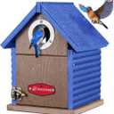 Kingsyard Recycled Plastic Bird House for Outdoors - Weatherproof Nesting Box with Clear View Panel & Predator Guard for Bluebird Wren Swallow Finch, Blue