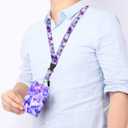 ID Badge Holder with Retractable and Detachable Lanyard, Cute Badge Reel Breakaway Lanyard with Carabiner Clip for Women, Teachers, Nurses, Students, Perfect Work and Office(Blue Purple Butterfly)