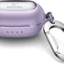 SURITCH Case for Raycon Everyday Earbuds Classic Headphones, Shockproof Magnetic Case for Raycon Bluetooth Headset True Wireless Earbuds, Protective Cover with Magnetic Lid Lock & Carabiner, Purple